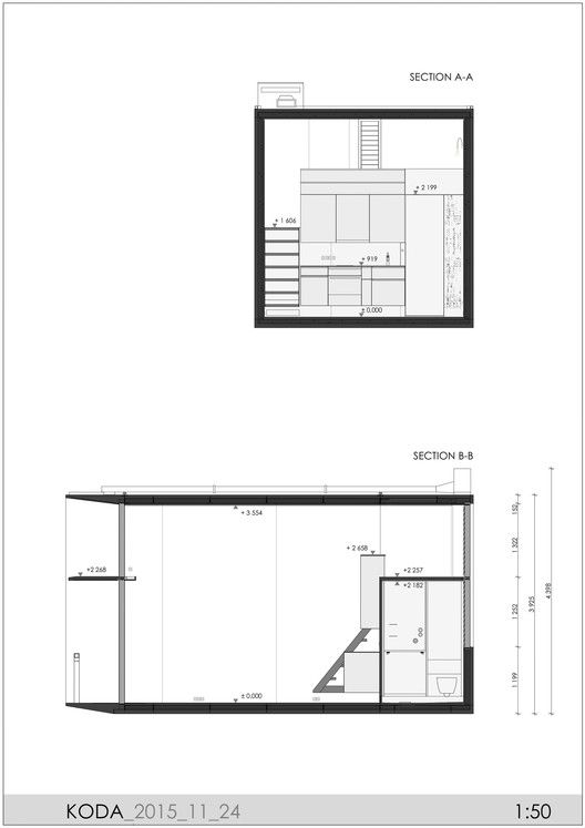 the floor plan for a small house with two levels and one level on each side