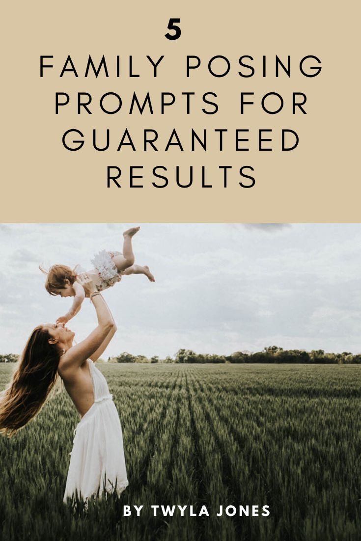 a woman holding a baby in her arms with the words 5 family posing propps for