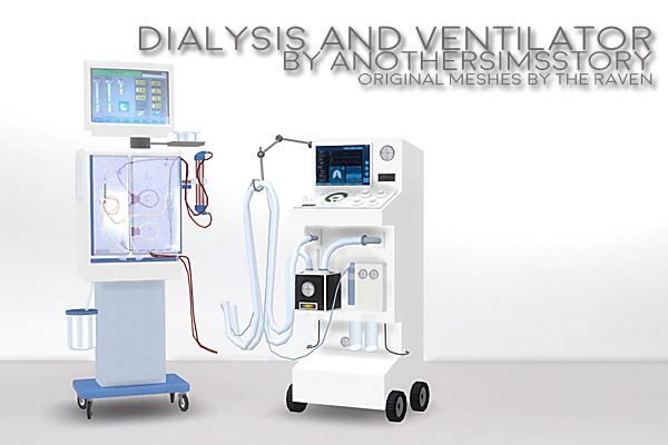 Dialysis and Ventilator. The Sims 2 to Sims 4 conversions of The Raven's Dialysis and Ventilator. Can be used with the medical accessories which you can download Here. All objects are deco only and... Sims 4 Medical Clutter, Ts4 Medical Cc, Ts4 Hospital, Sims 4 Doctor Cc, Sims 4 Conversions, Sims Challenge, Medical Accessories, Ts4 Mods, Sims 2 Hair