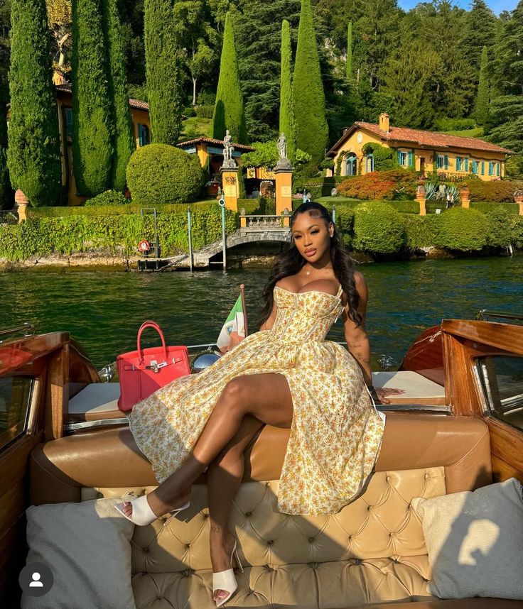 Black Girls Luxury Lifestyle Aesthetic, Lake Como Boat Aesthetic, Yacht Aesthetic Black Women, Luxury Clean Girl Aesthetic Black Women, Napa Valley Black Women, Italy Aesthetic Black Women, Black Woman Vacation Aesthetic, Yacht Black Women, Soft Girl Lifestyle Black Women