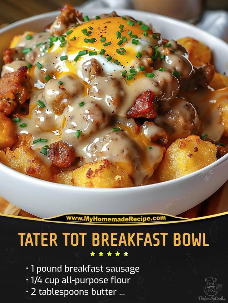 a poster advertising tater tot breakfast bowl