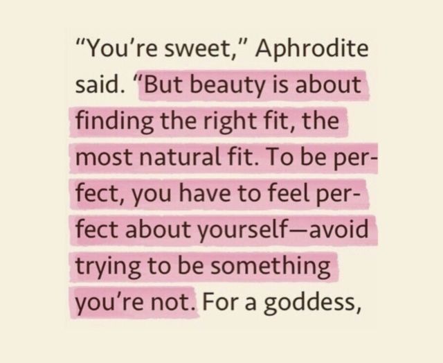 a pink piece of paper with the words you're sweet, aphrodite said but beauty is about finding the right fit