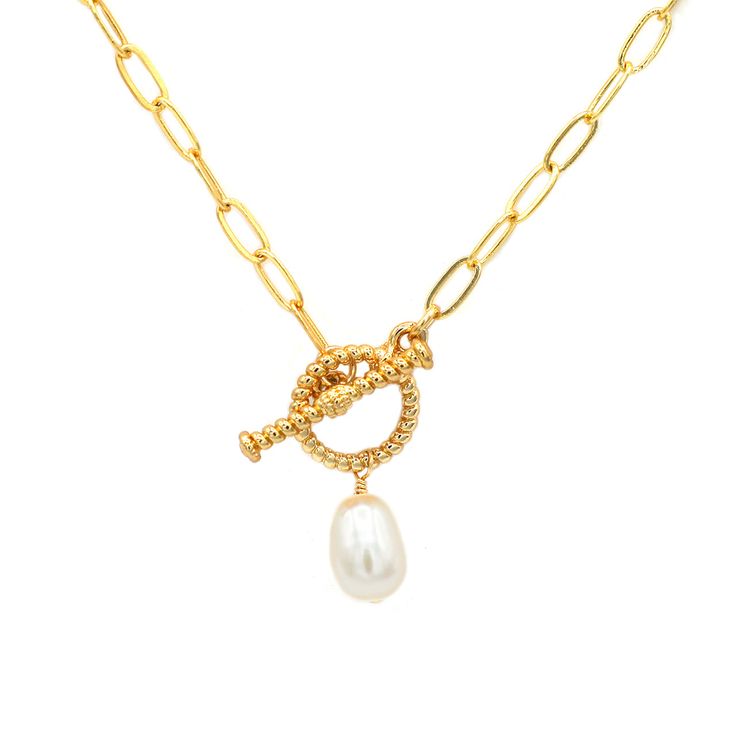 18K Gold Plated Handmade in Los Angeles Length: 18" Functions Freshwater Pearl The stone of wealth. It brings wealth, health, happiness and good lucks. Spiritual Gold Jewelry With Pearl Charm, Gold Plated Toggle Necklace As Gift, Gold Pearl Necklace With Spiritual Charm, Spiritual Gold Pearl Necklace With Pearl Charm, Spiritual Pearl Chain Necklace As Gift, Gold Spiritual Pendant Pearl Necklace, Spiritual Pearl Chain Necklace For Gift, Spiritual Gold Pearl Necklace With Charm, Gold Pearl Necklace As A Meaningful Gift