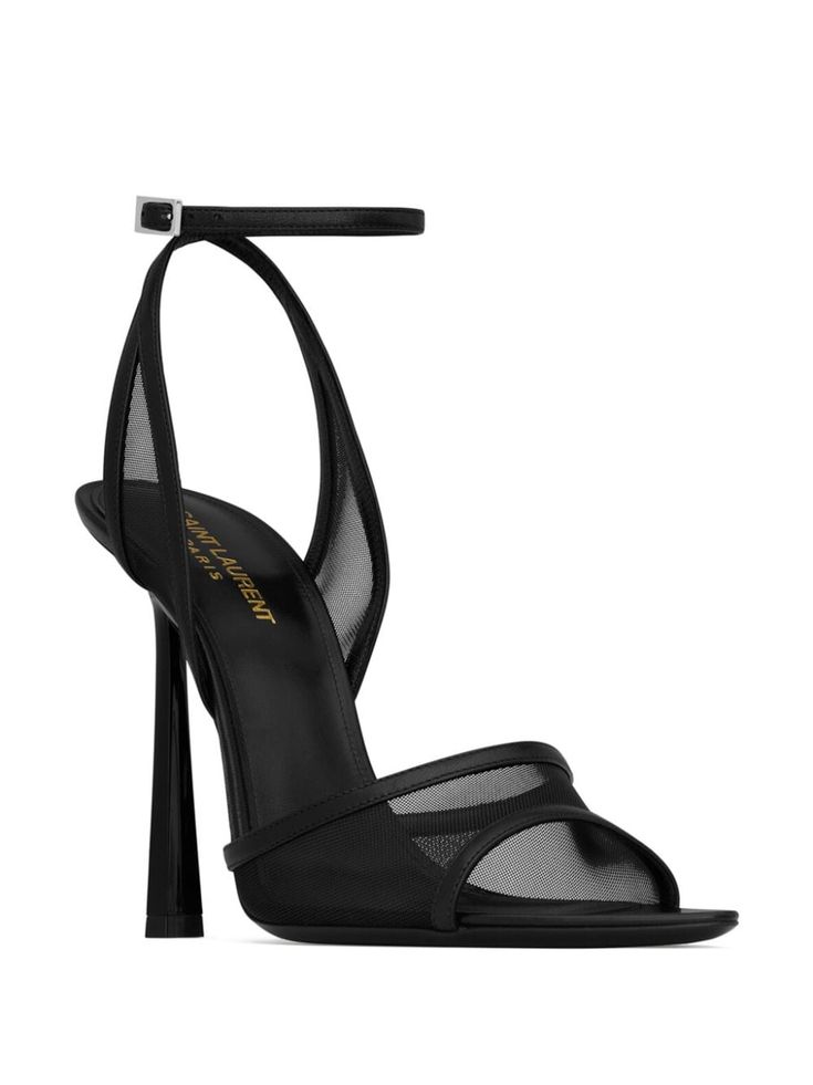 Saint Laurent Missy 110mm Mesh Sandals - Farfetch Dr Shoes, Fashion Shoes Heels, Girly Shoes, Shoe Inspo, Aesthetic Shoes, Carrie Bradshaw, Shoe Closet, Crazy Shoes, Pretty Shoes