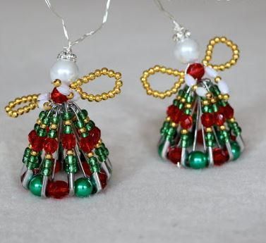 christmas tree earrings with beads and bows