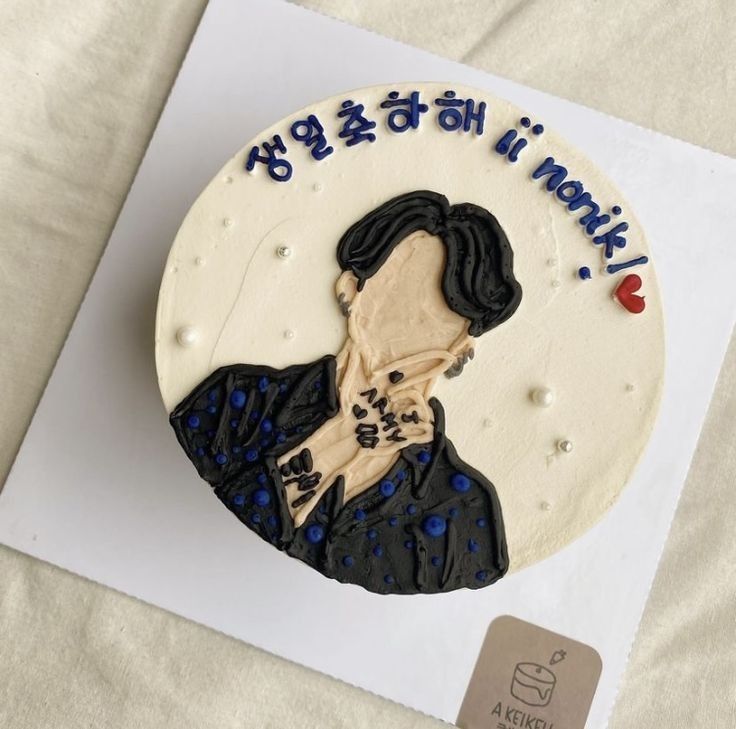 a birthday cake with an image of a man on it