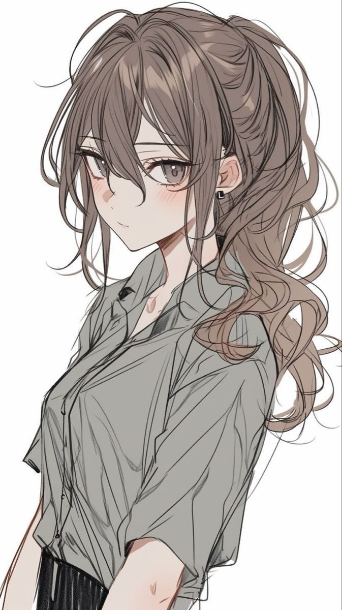 Long Hair Anime Female, Anime Hair Back View, Anime Hairstyle Female, Long Hair Drawing Reference Girl, Anime Long Hair Reference, Anime Hair Styles Female, Long Anime Hair Reference, Cute Anime Hairstyles Female, Anime Female Brown Hair