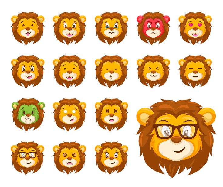 a set of monkey heads with different facial expressions, including eyes and nose shapes illustration