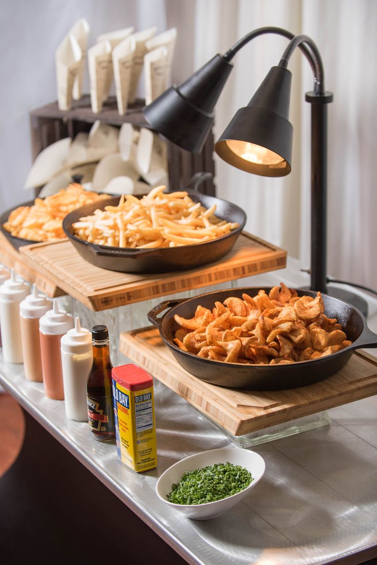 the food is prepared and ready to be eaten on the buffet table at the restaurant