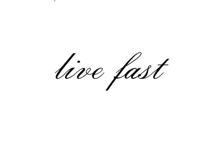 the word live fast written in black ink on a white background with a bird flying above it