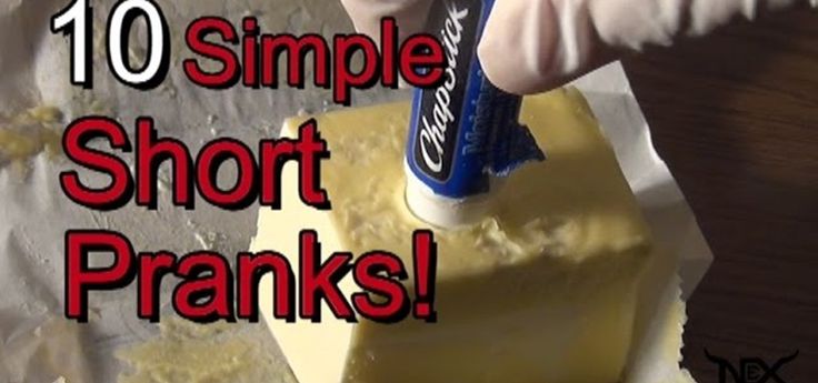 a person in white gloves is frosting a cake with yellow icing and the words, 10 simple short pranks