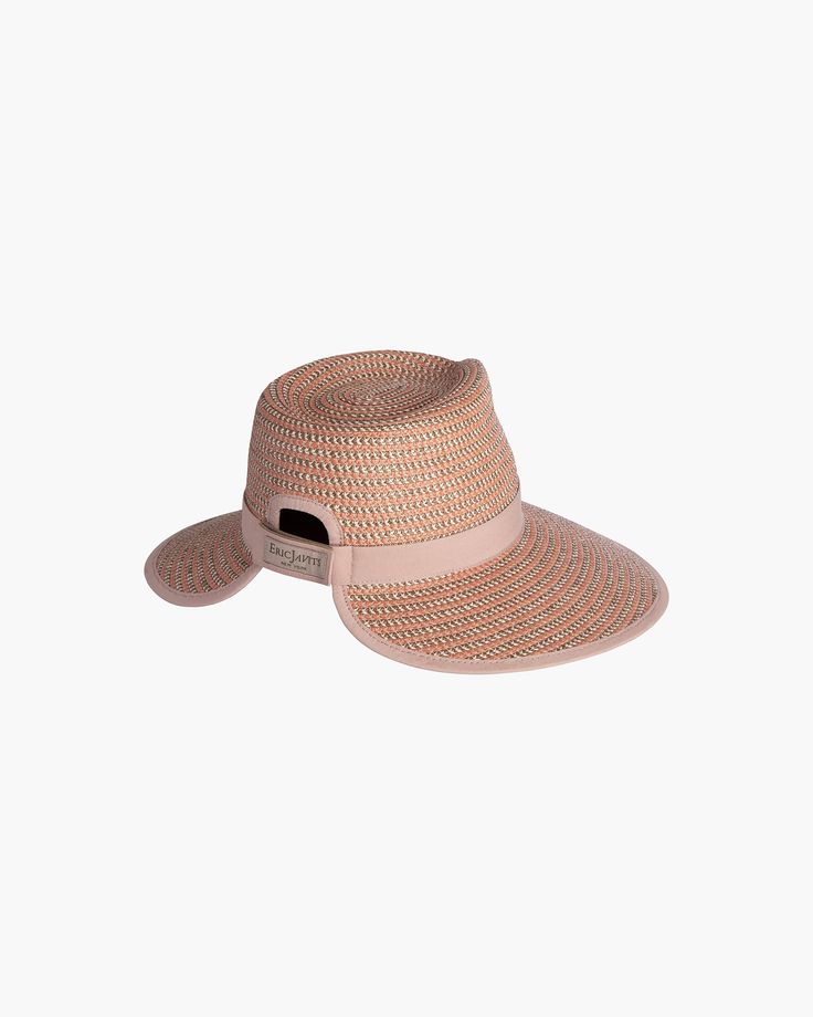 The Suncrest visor is a stylish hybrid of the classic high-crowned fedora hat and a practical visor with a generous 4-inch brim. This fashionable Squishee® straw hat is trimmed with grosgrain ribbon for a chic, polished finish. You'll turn heads wherever you go this summer. Our revolutionary Squishee material is a synthetic straw fabric constructed from partially recycled plastics. This environmentally friendly material resembles genuine raffia straw, but it offers several practical advantages — Upf 50+ Brimmed Visor, Curved Brim Visor With Uv Protection For Travel, Adjustable Curved Brim Visor With Upf 50+, Adjustable Visor With Upf 50+ And Curved Brim, Spring Travel Straw Visor Hat, Chic Visor Sun Hat For Kentucky Derby, Straw Panama Hat With Visor For Travel, Chic Travel Visor Hat, Elegant Beige Visor Sun Hat