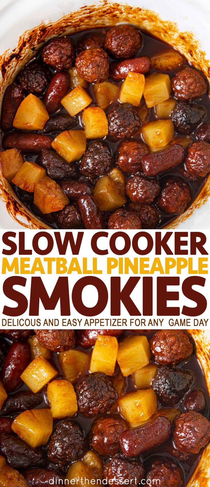 slow cooker meatball pineapple smokies are delicious and easy to make