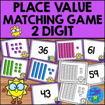 place value matching game for 2 digit numbers with the same number on each one side