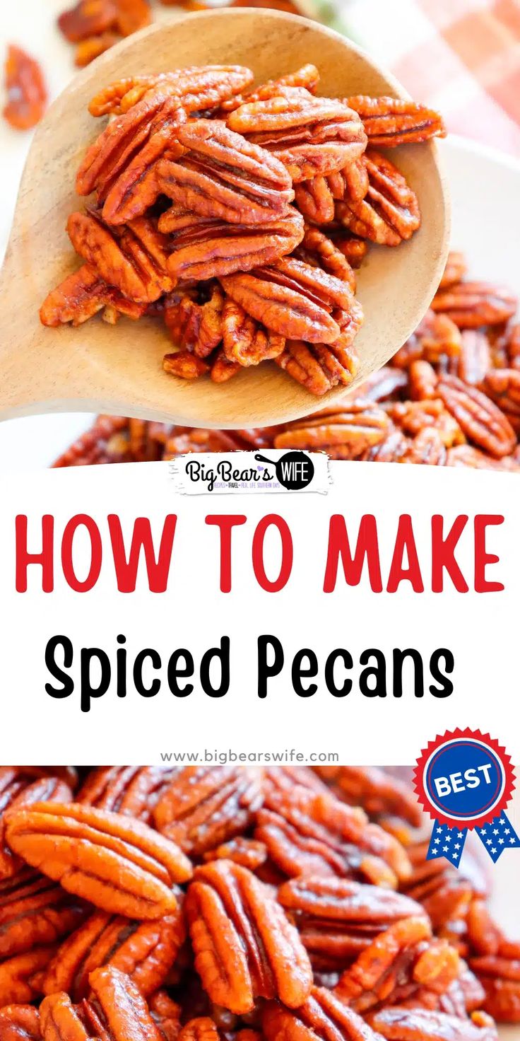 how to make spiced pecans with text overlay