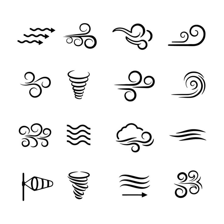 different types of weather symbols on a white background