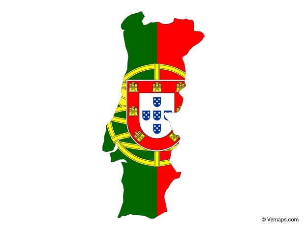 the flag and map of portugal