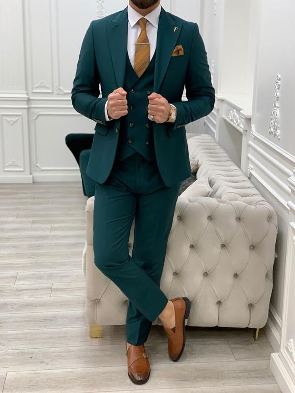 Brand: PAREZProduct Content: Jacket + vest + pants Cut: Slim Fit italian SuıtDrop: 6-DropSlit Detail: Double slitMateriel: %65 Polyester %35 ViscoseWashing Type: Dry clean only           SIZE CHART US 34 LBS 110-132 US 36 LBS 132-154 US 38 LBS 154-165 US 40 LBS 165-176 US 42 LBS 176-187 US 44  LBS 187-198 US 46 LBS 198-209 Green And Gold Suit Men, Hunter Green Suits For Men, Bottle Green Suit Men, Suit With Vest Men, Green Tie Outfit Men, Green Suit Combination, Emerald Green Suits For Men, Green Suit Vest, Mens Wedding Fashion