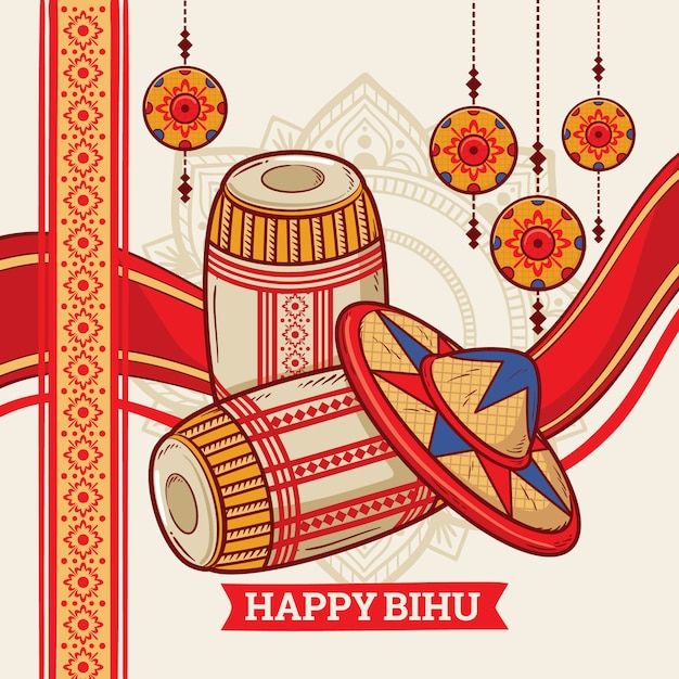 happy bhuj greeting card with decorative objects