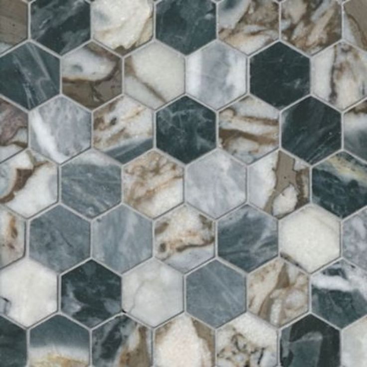 an image of marble tiles that look like hexagons