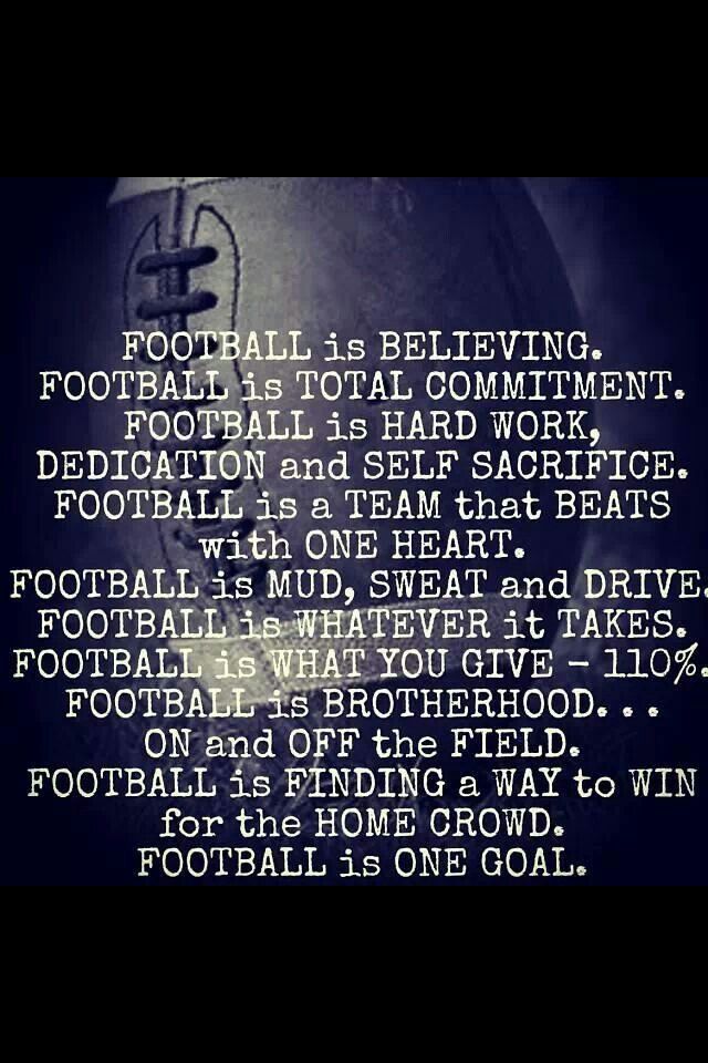 an image of a football player with the words football is believing, football is total achievement