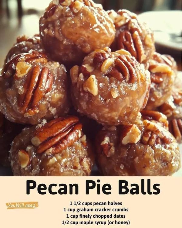 pecan pie balls stacked on top of each other