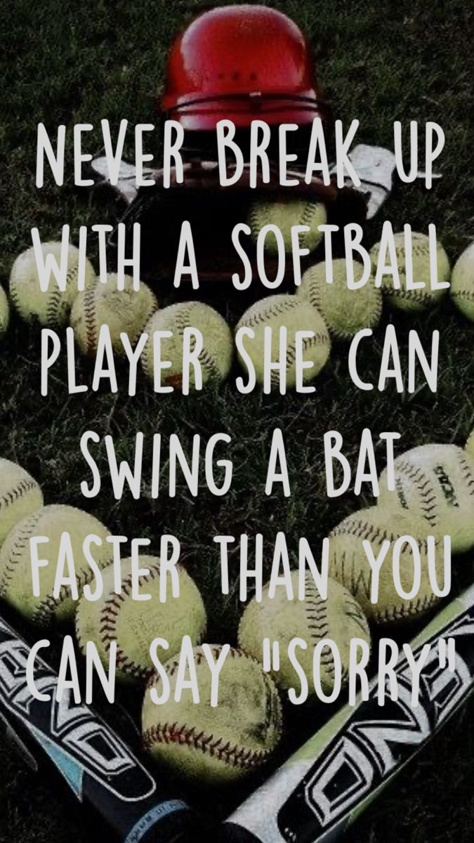 a heart made out of baseballs and bats with the words never break up with a softball player she can swing a bat faster than you can say