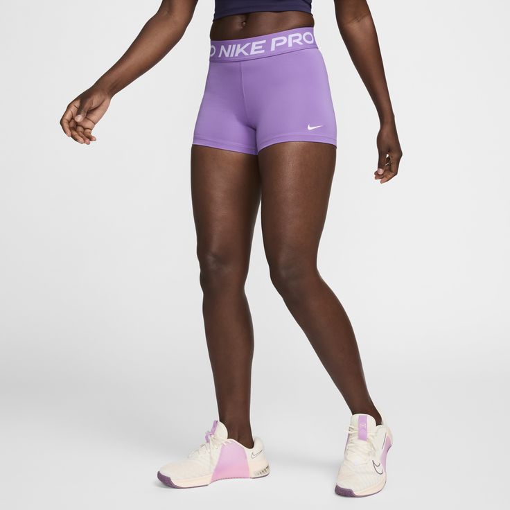 Nike Pro Shorts Pink, Purple Nike Pros, Nike Pro Outfits, Cute Nike Pros, Nike Volleyball Shorts, Nike Clothes Women, Nike Clothes, Pink Nike Pros, Nike Spandex Shorts