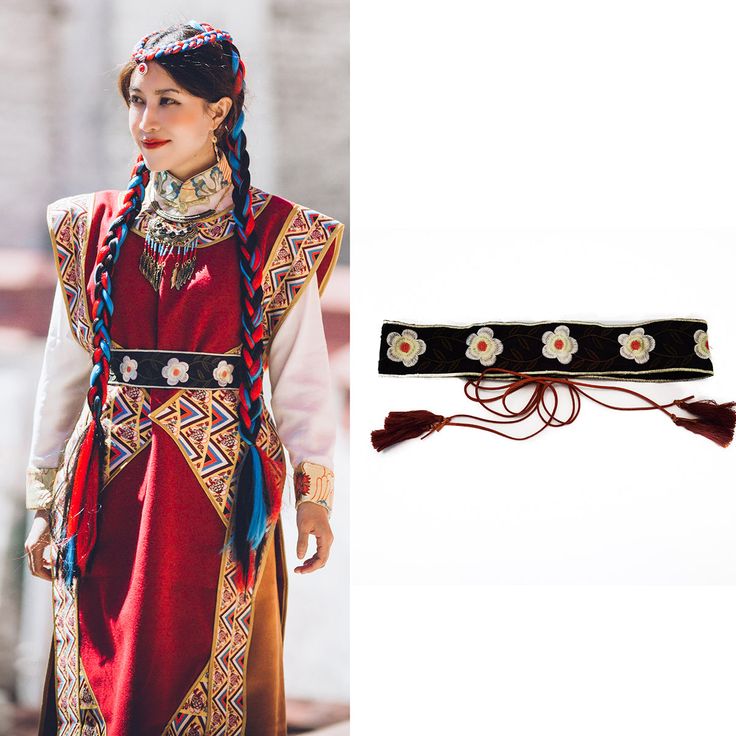 Bandwidth waist seal ethnic style Tibetan clothes robe with string waist chain retro embroidery women's national style Tibetan Outfit, Tibetan Clothes, Tibetan Fashion, Tibetan Clothing, Different Nationalities, Cultural Clothing, Ethnic Clothes, Asian Clothes, Retro Embroidery