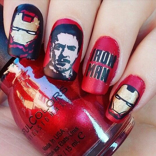 Ironman Nails, Iron Man Nails, Superhero Nails, Avengers Nails, Marvel Nails, Sinful Colors, Sugar Sugar, Disney Nails, Robert Downey