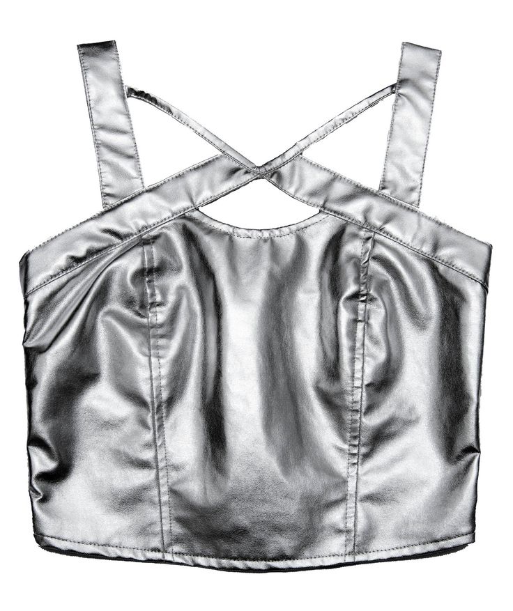 Leather Bustier, Going Out Outfits, Blackpink Rose, Honey Bee, Fast Fashion, Silver Hardware, Cut Outs, Criss Cross, Metallic Silver