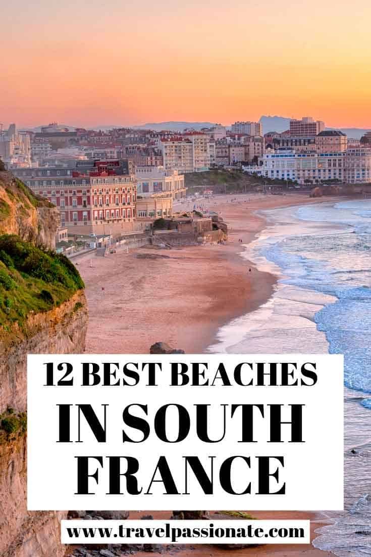 the beach in south france with text overlay that reads 12 best beaches in south france