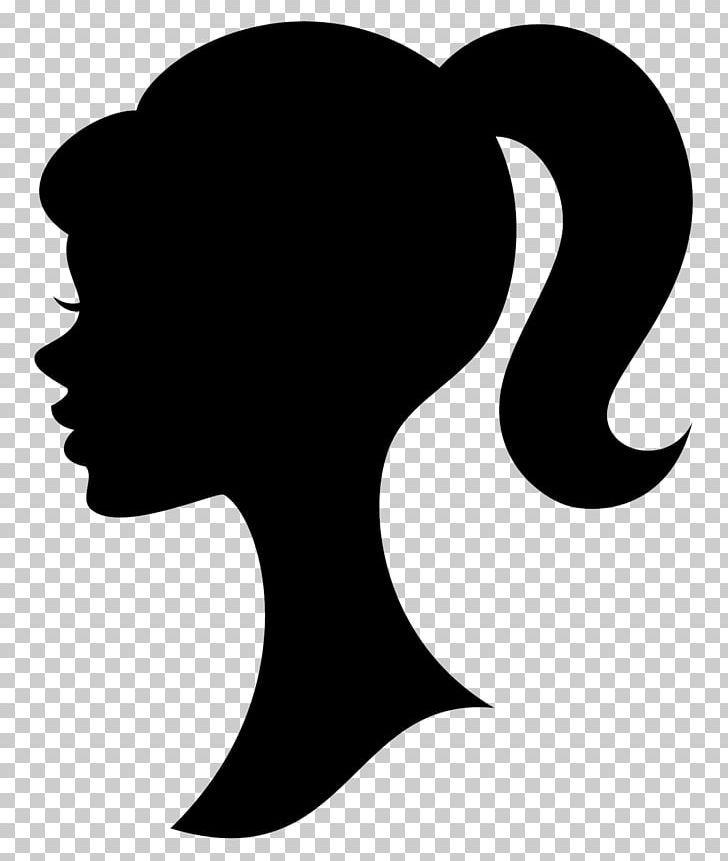 the silhouette of a woman's head with long hair