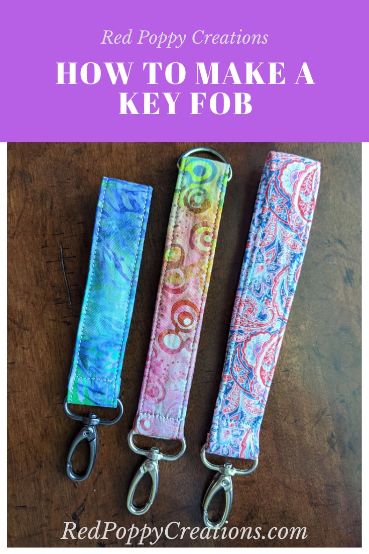 three key fobs with the words red poppy creations how to make a key fob