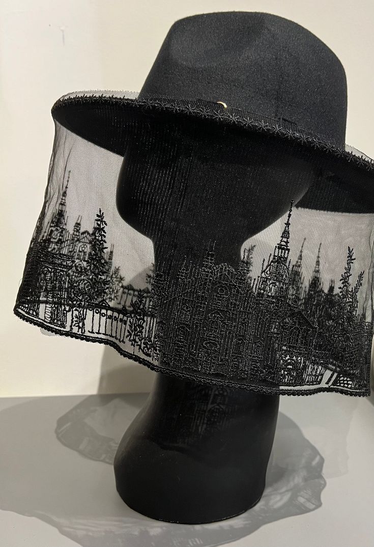 Welcome to Witchwood's brand new hat line! These wide brim hats are made of sturdy vegan felt and are all hand printed.   Vegan Felt Size: 22.5" (Regular wide brim) or 23" (XL brim) (but size is adjustable and can be sized down, inside the hat) Brim - 2.5" wide (regular wide brim) or 3.75" (XL Brim) Hat Color - Black Diy Brim Hat, Hat Diy Sewing, Diy Wide Brim Hat, Hat Design Ideas, Diy Hats, Big Hats, Wide Brimmed Hat, Custom Made Hats, Large Hat