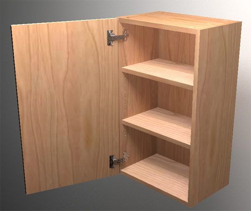 an open cabinet with shelves and no doors