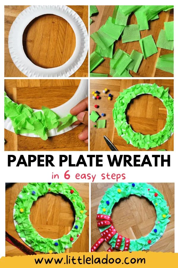 the steps to make a paper plate wreath