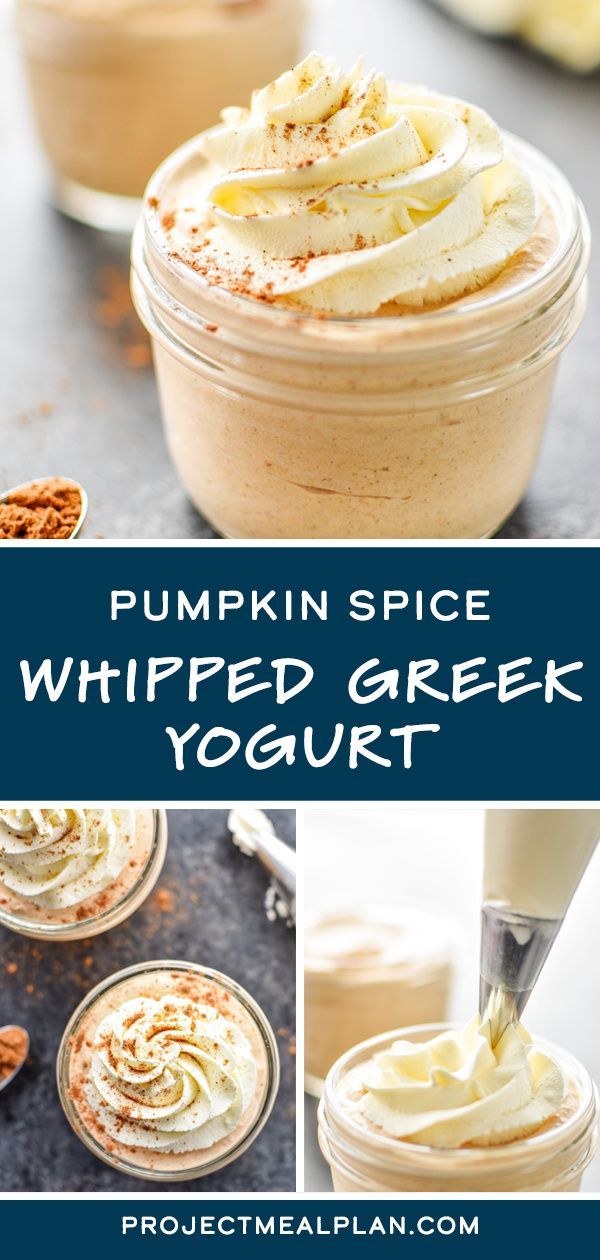 pumpkin spice whipped greek yogurt in mason jars