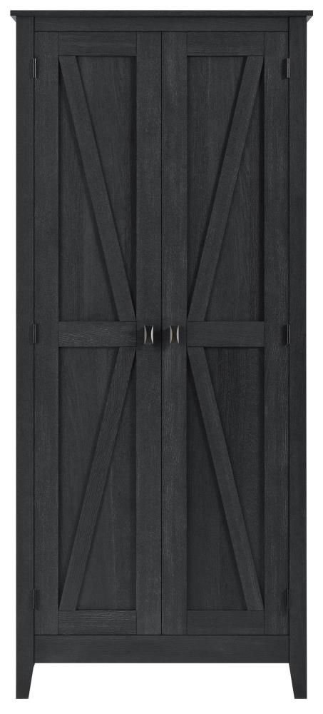 a black wooden cabinet with two doors