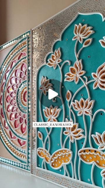 an intricately designed card with flowers and leaves on the front, is displayed in this video