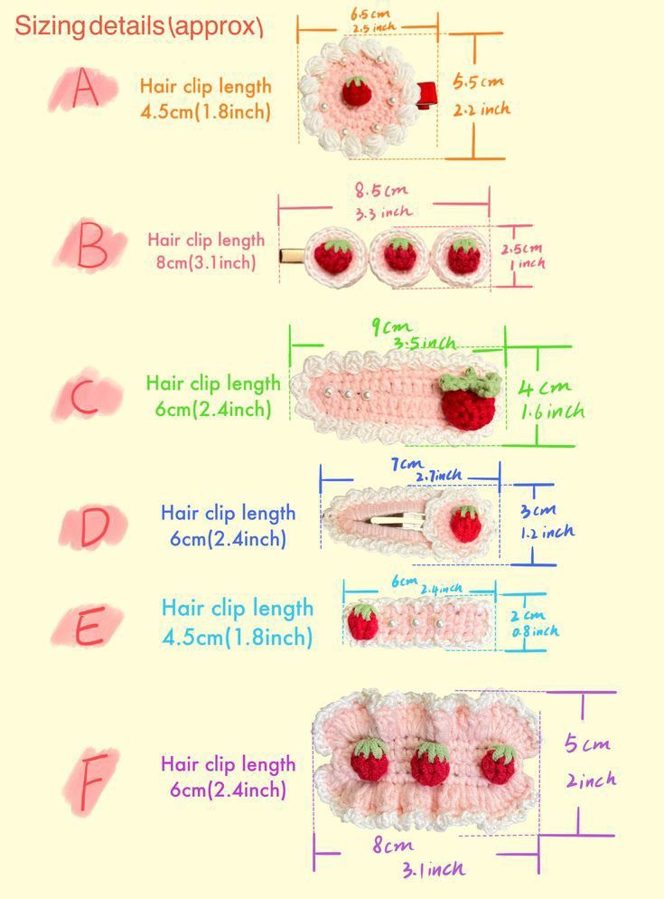 the instructions for crocheted strawberry hair clips