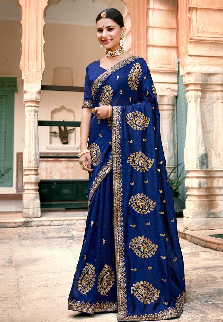 Silk Saree with blouse in Navy blue colour 2231  Desc:  Color : Navy Blue Fabric : Silk Work : Zari Wash Care : Dry clean Sleeve Style : Half Sleeve Long Sleeves : Done only in Custom Stitch Sleeves Lining : Done only in Custom Stitch Bust Size : 32 to 42 Inches Occasion : Festival   Diwali   Eid   Durga Pooja   Ganesh Charturthi   Dussehra. With Express Free Shipping and Custom Stitching, Buy Indian Party wedding wear Bridal Sarees Silk Saree with blouse in Navy blue colour 2231 online in USA, Blue Blouse With Dupatta For Festive Occasions, Blue Dupatta Blouse For Eid, Blue Blouse With Dupatta For Eid, Blue Blouse With Dupatta For Diwali, Elegant Blue Blouse For Eid, Blue Blouse For Wedding And Eid, Blue Blouse With Pallu For Eid, Blue Blouse Piece For Eid, Festive Blue Blouse With Resham Embroidery