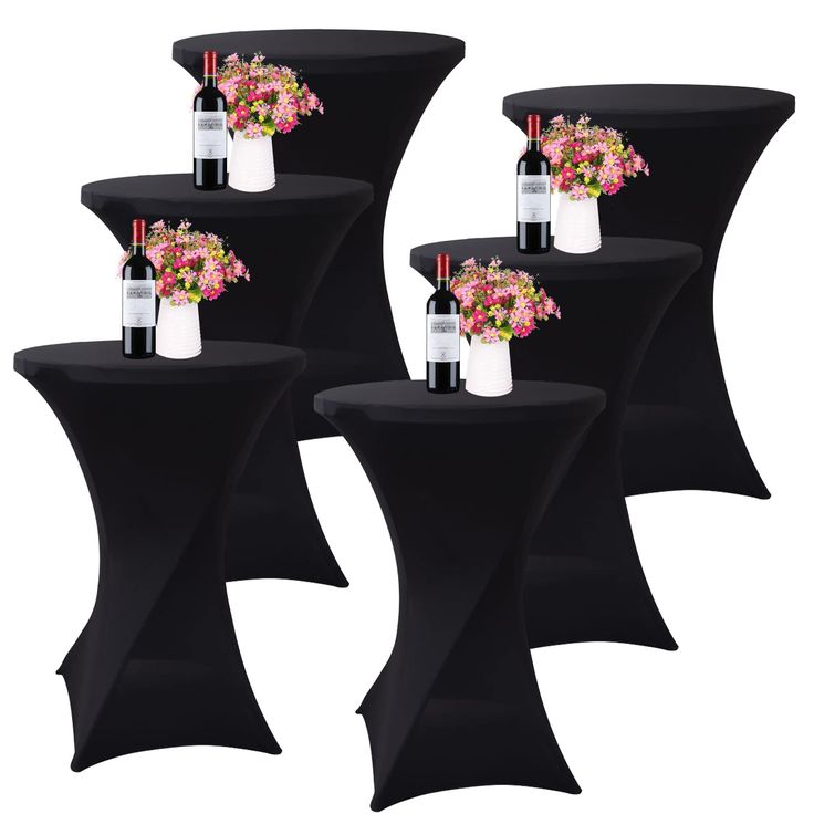 PRICES MAY VARY. 【Durable elastic material】You will receive 6 pack black stretch cocktail table cover measuring approximately diameter 32 inches diameter x 43 inches table height / 80 x 110 cm, these table cover covers are made of 95% polyester and 5% spandex, high quality and durable , sturdy, stain-resistant party tablecloth 【Double-layer Durable Pocket Design】Each of our cocktail fitted tablecloths is equipped with 4 double-layer elastic foot pockets, the table cover can also fit your table f Cocktail Tables Party, Cocktail Table Linens, Wedding Cocktail Table Decor, Cocktail Table Decor, Fall Acrylic, Fitted Tablecloths, Wedding Cocktail Party, High Top Tables, White Cocktails