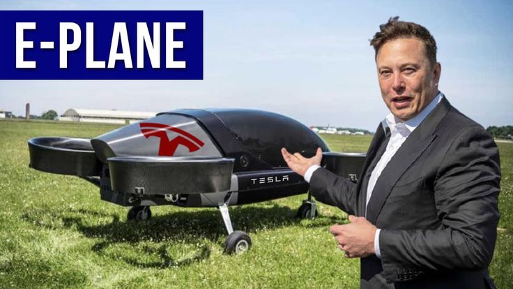 a man standing in front of an e - plane with the word e - plane on it