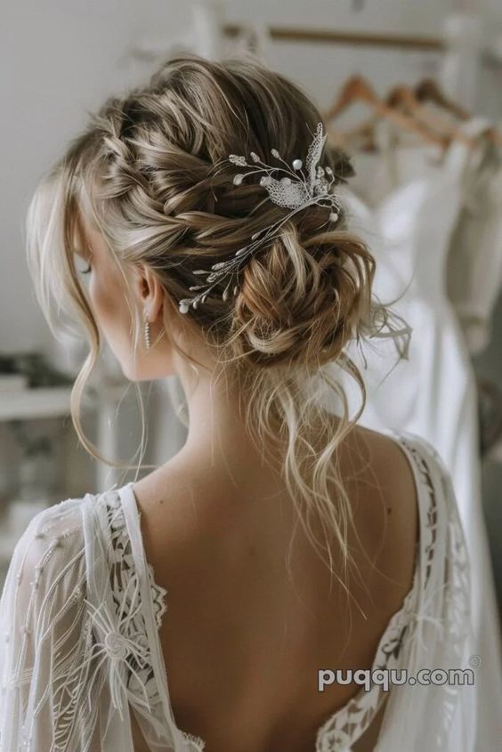 a woman with long hair wearing a white dress and a flower in her hair is looking into the distance