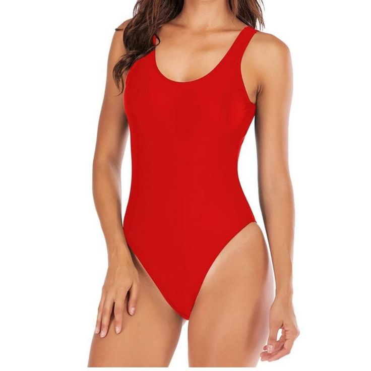 Retro Scoop Neck Swimsuit Women's Retro Scoop Neck Padded One Piece Swimsuits High Cut Low Back Bathing Suits Swimwear Bodysuit - This Retro One Piece Swimsuit Features A Scoop Neck And A Low Back. It Is Padded And Has A Pull On Closure. The Fabric Is Made Of Elastic, Spandex, And Nylon. Care Instructions Recommend Machine Wash. Red Scoop Neck Swimwear For Poolside, Red Stretch Scoop Neck Swimwear, Casual Red Bodysuit For Poolside, Casual Red Bodysuit For Pool, Red Casual Bodysuit For Beach Season, Casual Red Bodysuit For The Pool, Red Stretch Bodysuit For Poolside, Red Stretch Bodysuit For Beach Season, Red Sleeveless Bodysuit For Beach Season