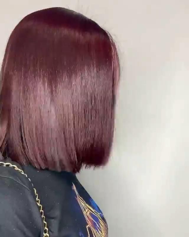 Plum Hair Color Burgundy Black Women, Natural Silk Press With Color, Semi Permanent Hair Color Black Women, Red Bob Black Women Natural Hair, Burgundy Hair Bob Black Women, Virgin Relaxer On Natural Hair, Burgundy Hair Color On Black Women, Wine Red Hair Color For Black Women, Burgundy Bob Hair