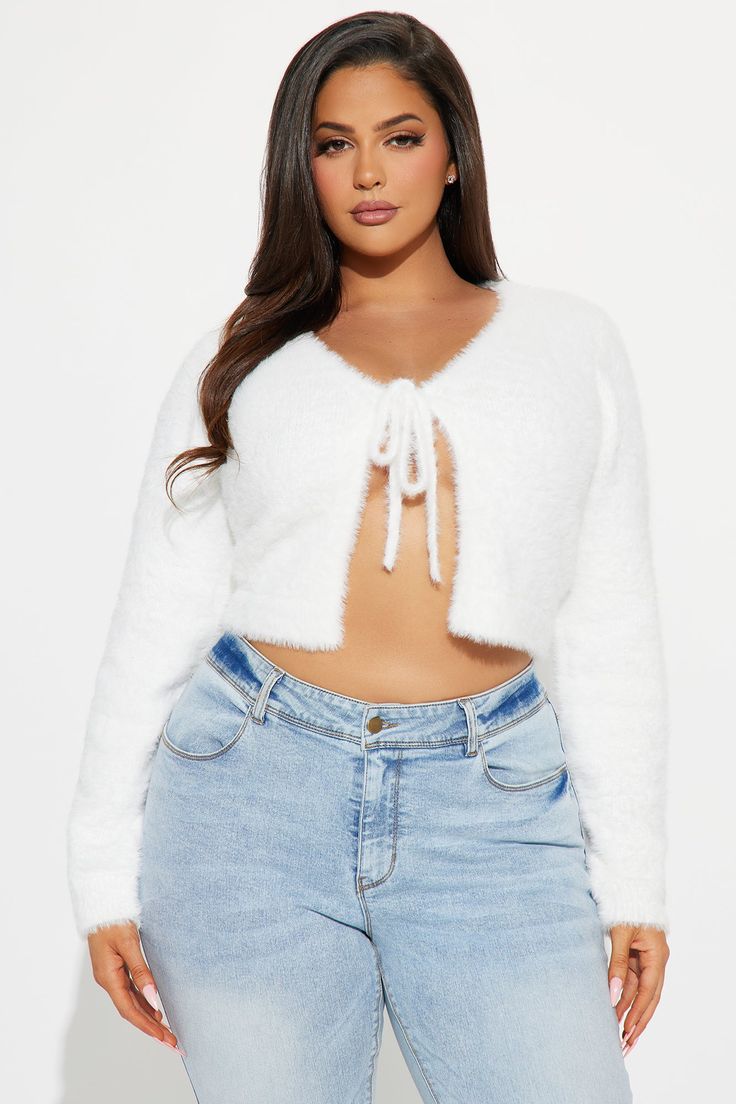 Available In Ivory. Cardigan Sweater Long Sleeve V Neck Tie Front Fuzzy Knit Ribbed Hem 100% Polyester Imported | Colder Weather Cardigan in Ivory size Large by Fashion Nova White Open Front Knit Tops, White Open Front Top For Fall, White Open Front Tops For Fall, Fluffy Cardigan, Ivory Cardigan, Sweater Jumpsuit, Long Sweaters Cardigan, Women Hoodies Sweatshirts, Matching Dresses