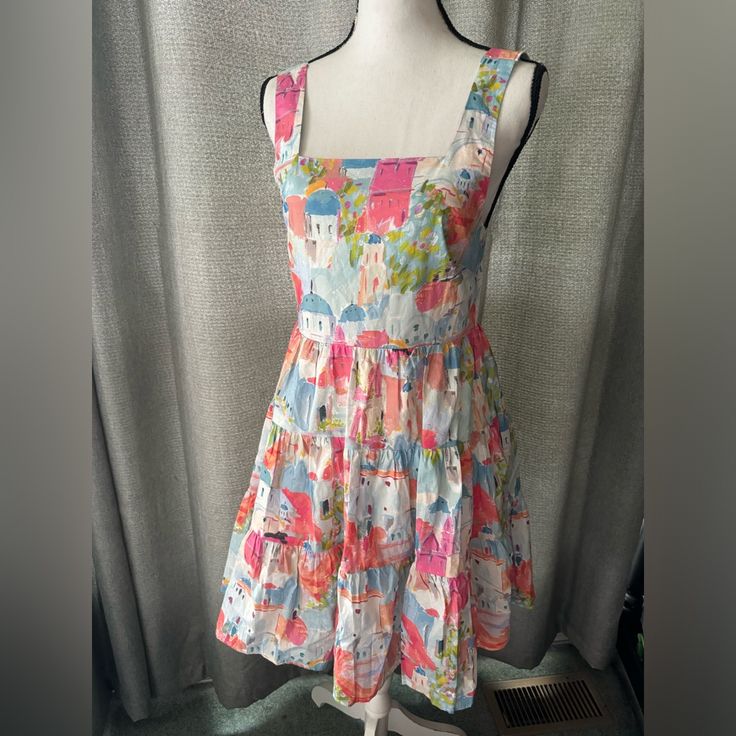 Nwt Ladies Entro Dress. Fun Vacay Vibes And Multi Colors Size Small Pink Square Neck Sundress For Day Out, Pink Square Neck Sundress For Vacation, Multicolor Cotton Dresses For Daytime, Daytime Multicolor Cotton Dresses, Multicolor Mini Dresses For Daytime, Multicolor Fitted Dress For Daytime, Pink Sundress Midi Dress For Daytime, Cute Multicolor Sundress For Day Out, Pink Sundress For Daytime