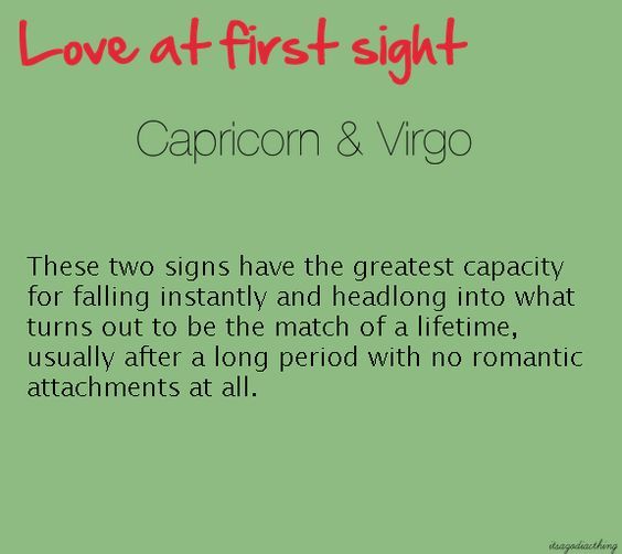 the caption for love at first sight capricon and virgo is shown